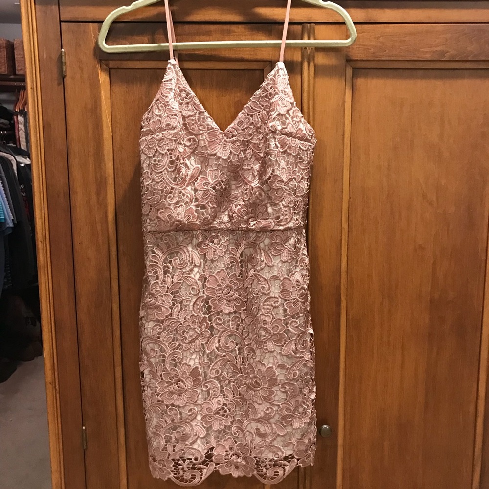 Express bodycon pink lace dress size 0